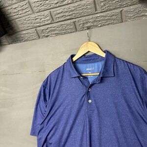 johnnie-O Polo Shirt Mens XL Blue Pocket Washed Surfboard Logo Short Sleeve